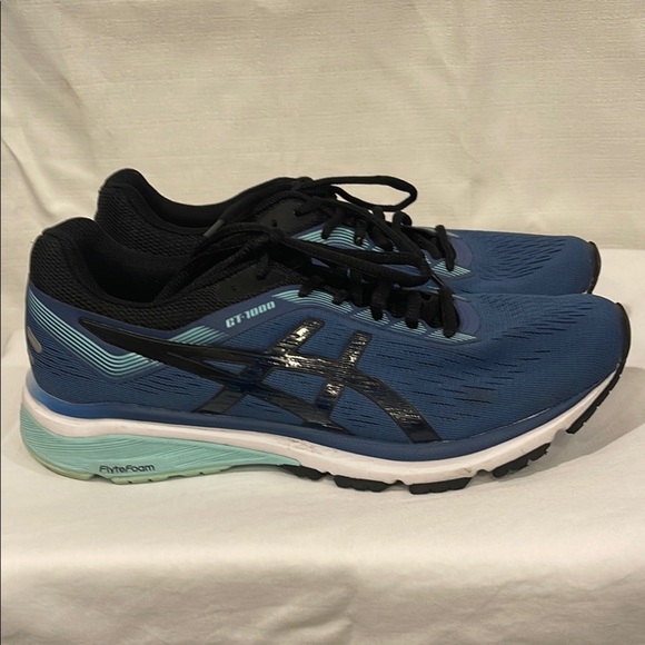Asics Blue and Black Athletic Shoes with Breathable Mesh - Picture 1 of 11